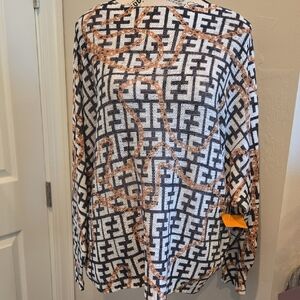 Designer Monogram Chain Print Sweater Blk Gold White